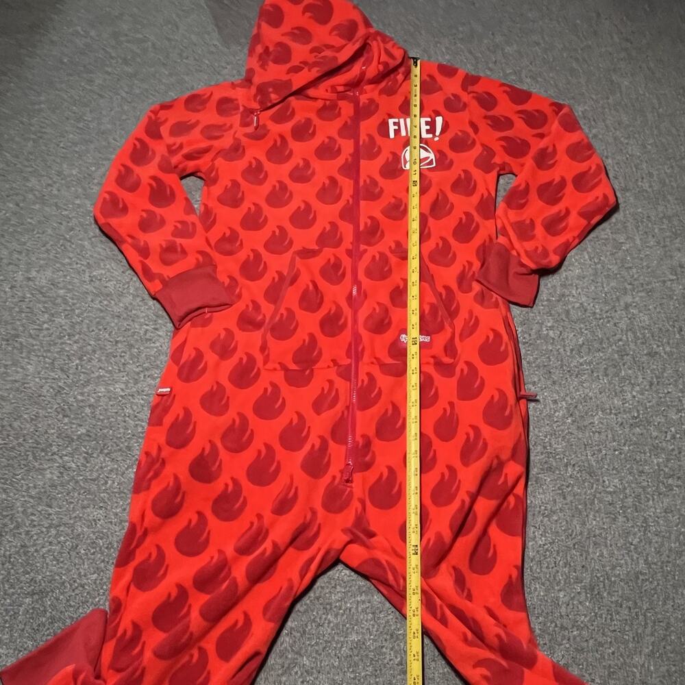 Taco Bell Pajamas Mens L Red Graphic Print Sleepwear Fleece Hooded Zip - Picture 2 of 11